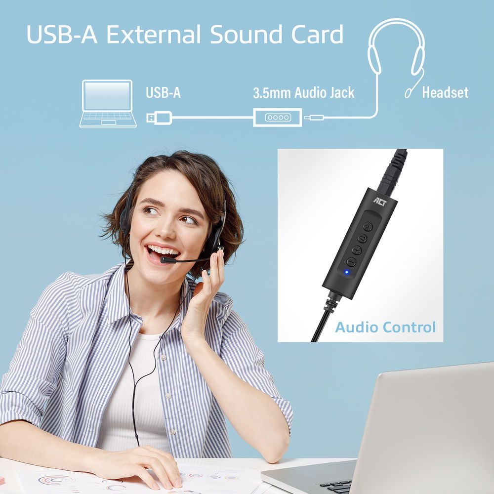 ACT AC9360 USB-A External Sound Card 2.0 USB Hangkártya-5