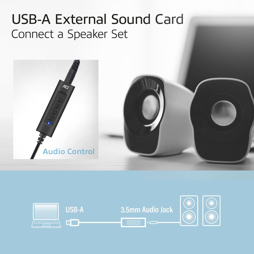 ACT AC9360 USB-A External Sound Card 2.0 USB Hangkártya-6