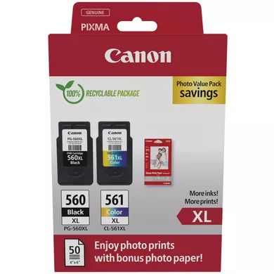 Canon PG-560 XL + CL-561 XL Multipack tintapatron + Photo Paper Value Pack-0