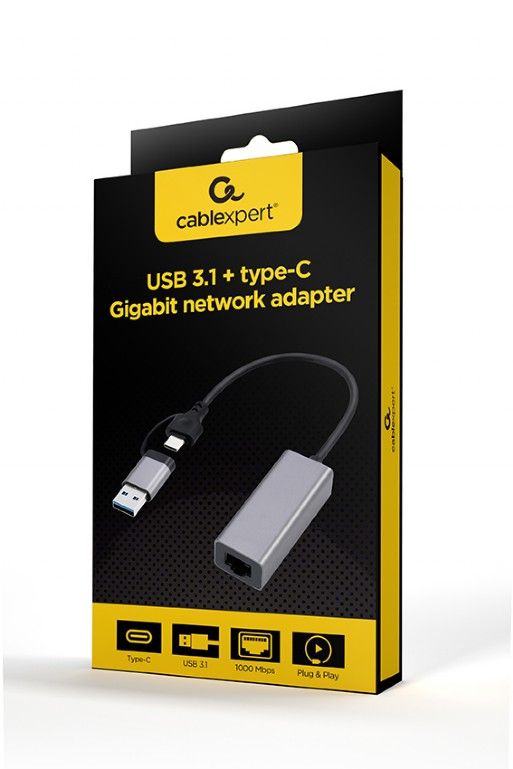 Gembird A-USB3AC-LAN-01 USB 3.1 + type-C Gigabit network adapter Space Grey-2