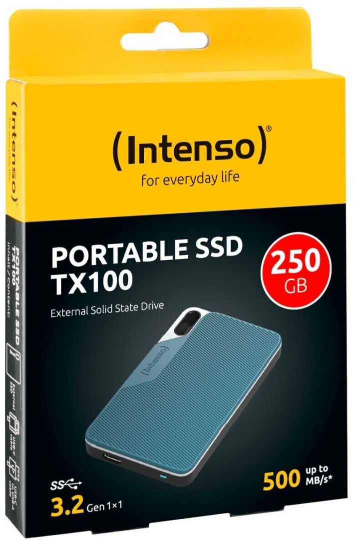 Intenso 250GB USB3.2 Type-C External SSD TX100 Grey/Blue-4