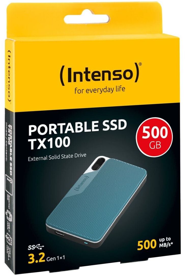 Intenso 500GB USB3.2 Type-C External SSD TX100 Grey/Blue-4