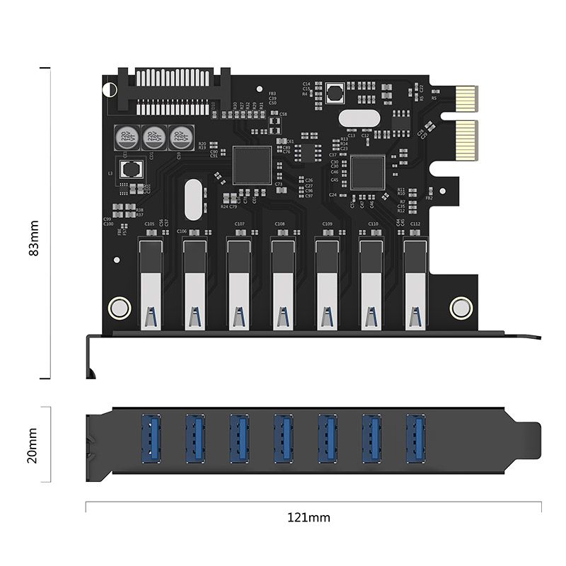 Orico PVU3-7U-V1 7 Port USB3.0 PCI-E Expansion Card with Dual Chip-3