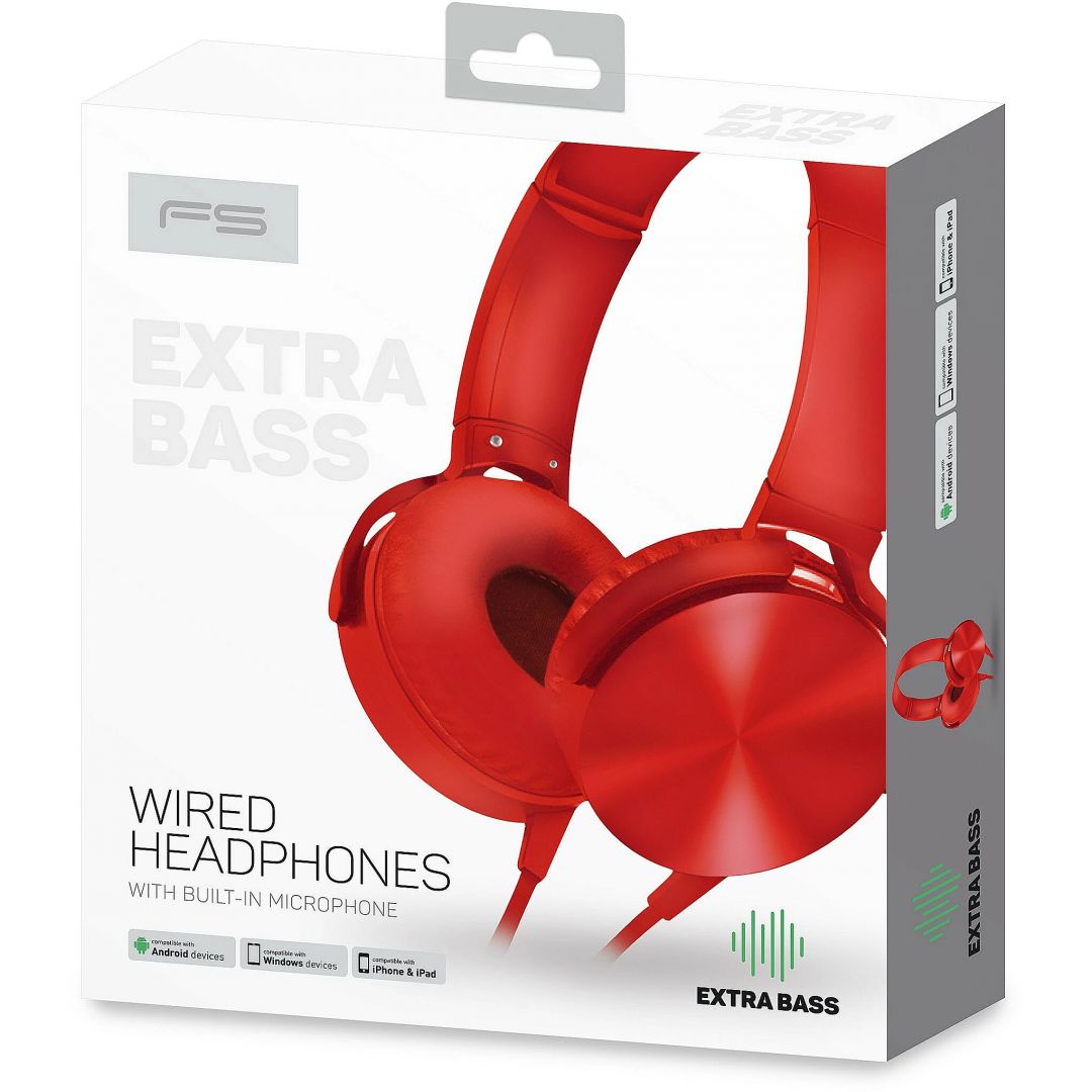 Platinet FreeStyle Stereo Extra Bass Wired Headset Red